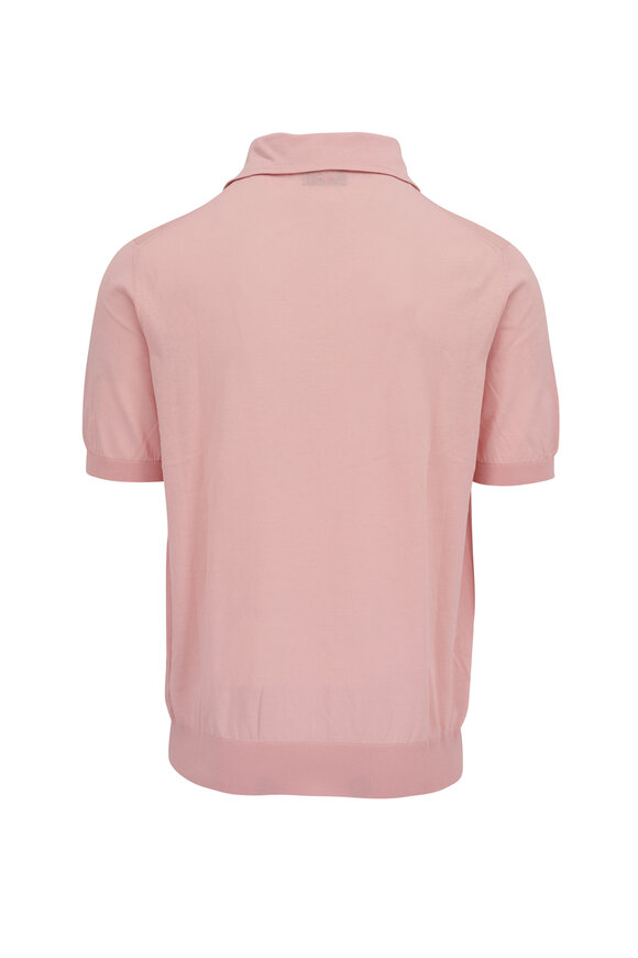 Isaia - Pink Cotton Short Sleeve Polo 