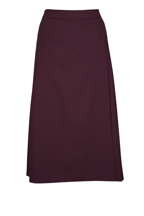 Lafayette 148 New York Beet Mélange Stretch Wool A-Line Wrap Skirt - view 1