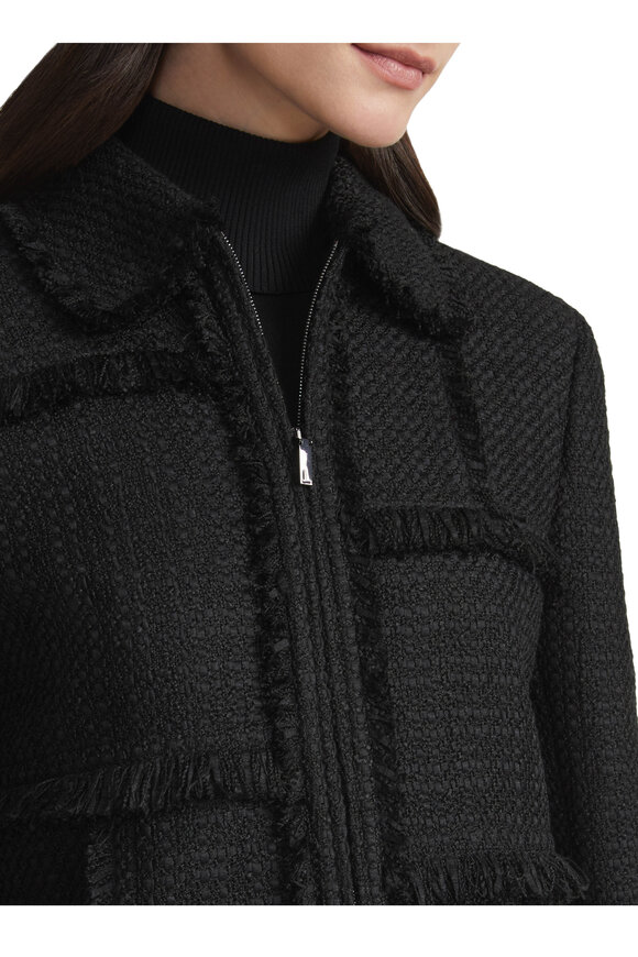 Lafayette 148 New York - Black Bouclé Tweed Fringe Patchwork Jacket