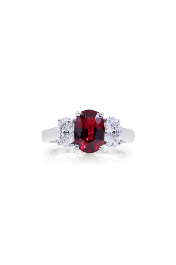 Oscar Heyman Platinum Mozambique Ruby & Diamond Ring - view 1