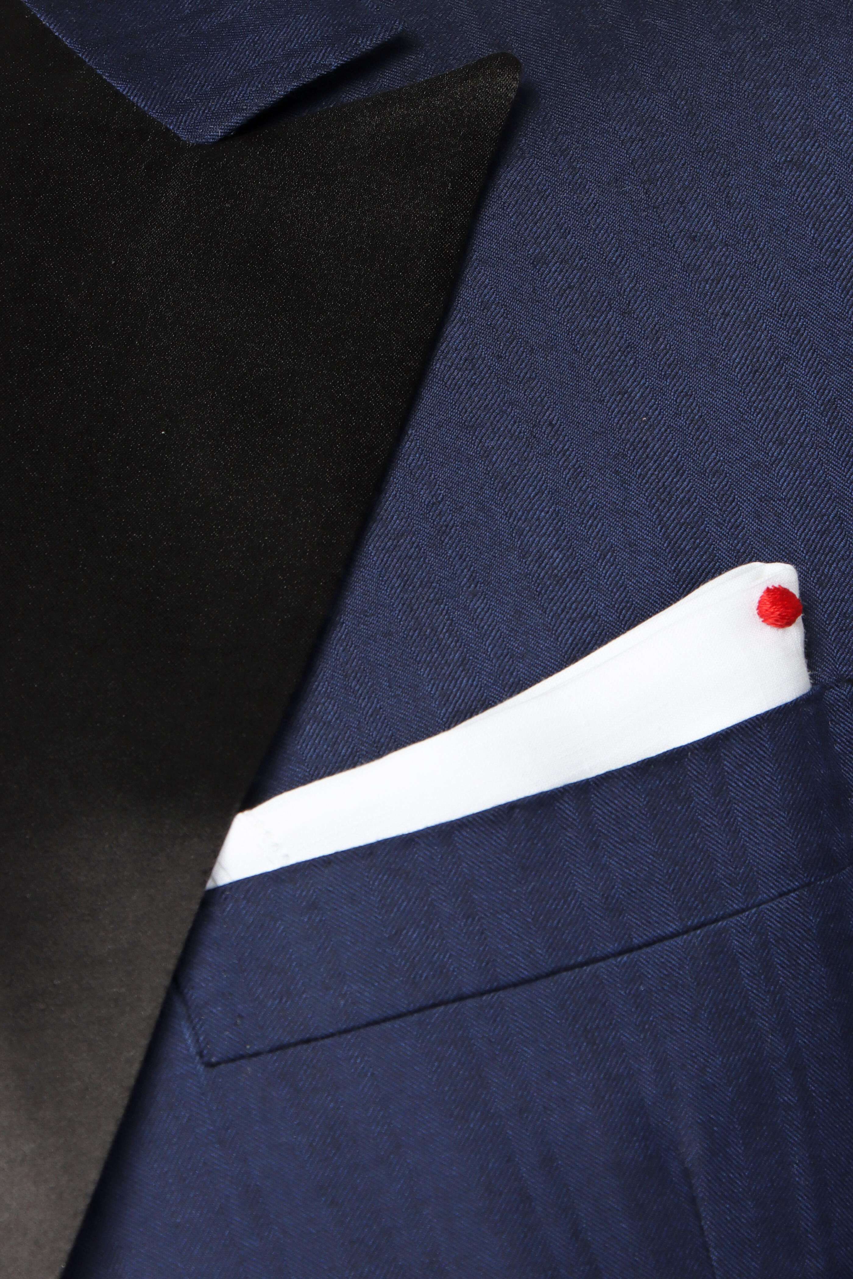 Kiton - Dark Blue Tonal Herringbone Dinner Jacket