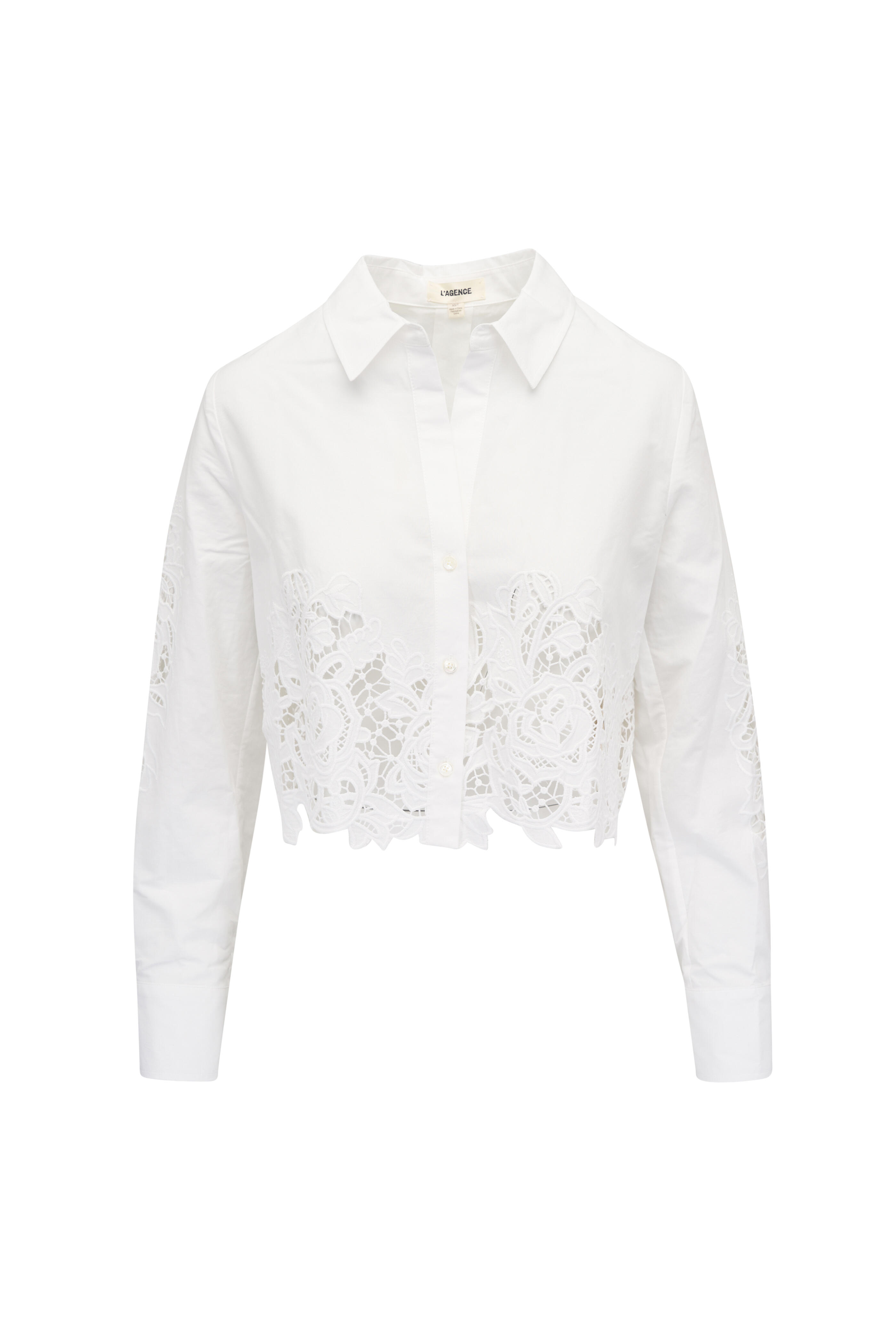 L'Agence - Seychelle White Lace Cropped Blouse