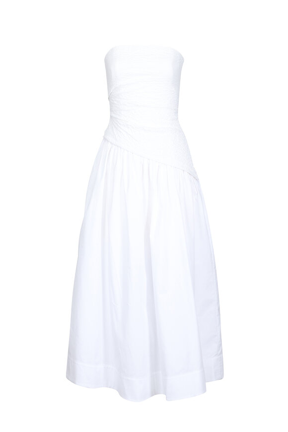 Staud Nia White Strapless Dress