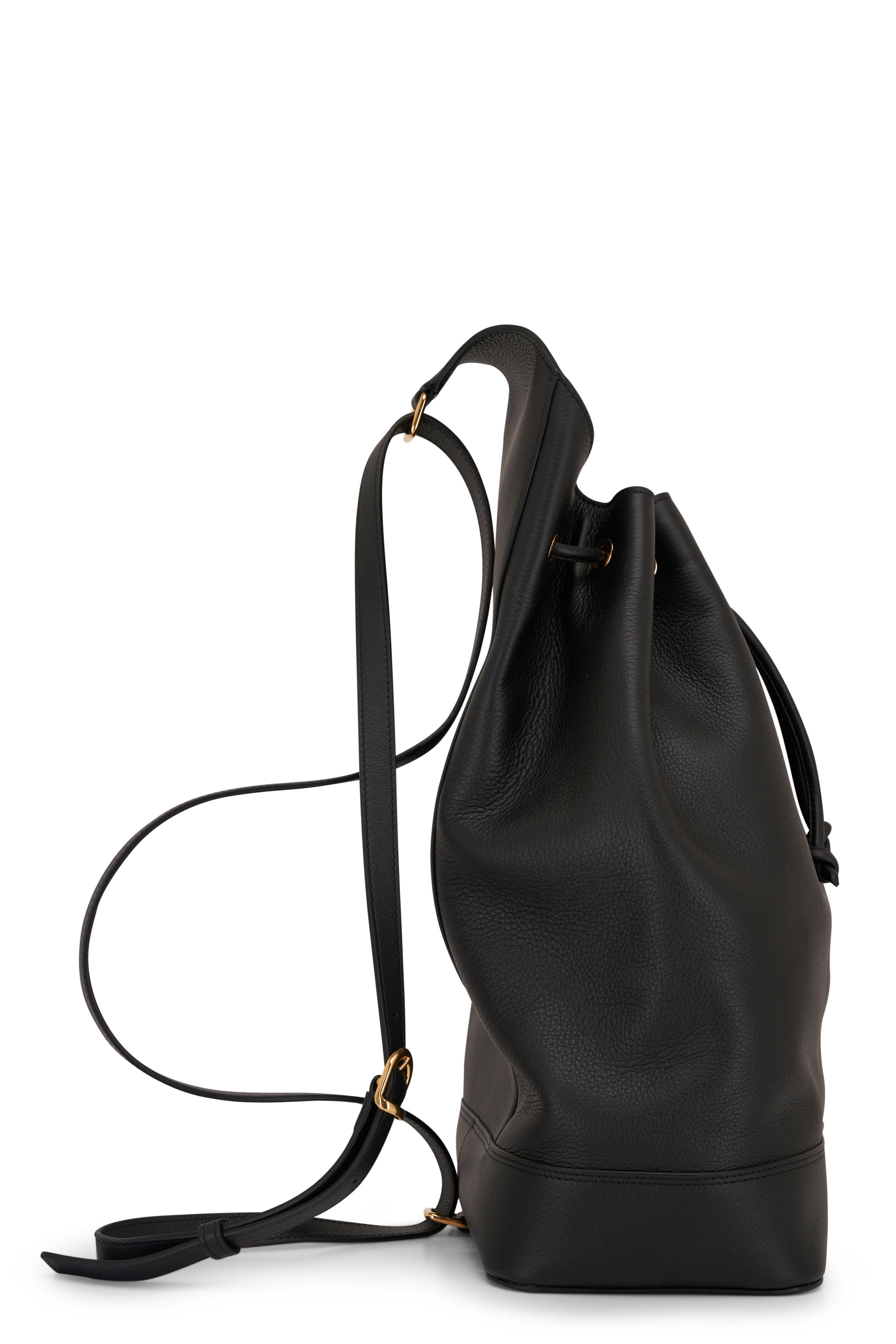 Khaite - Medium Greta Black Leather Backpack | Mitchell Stores