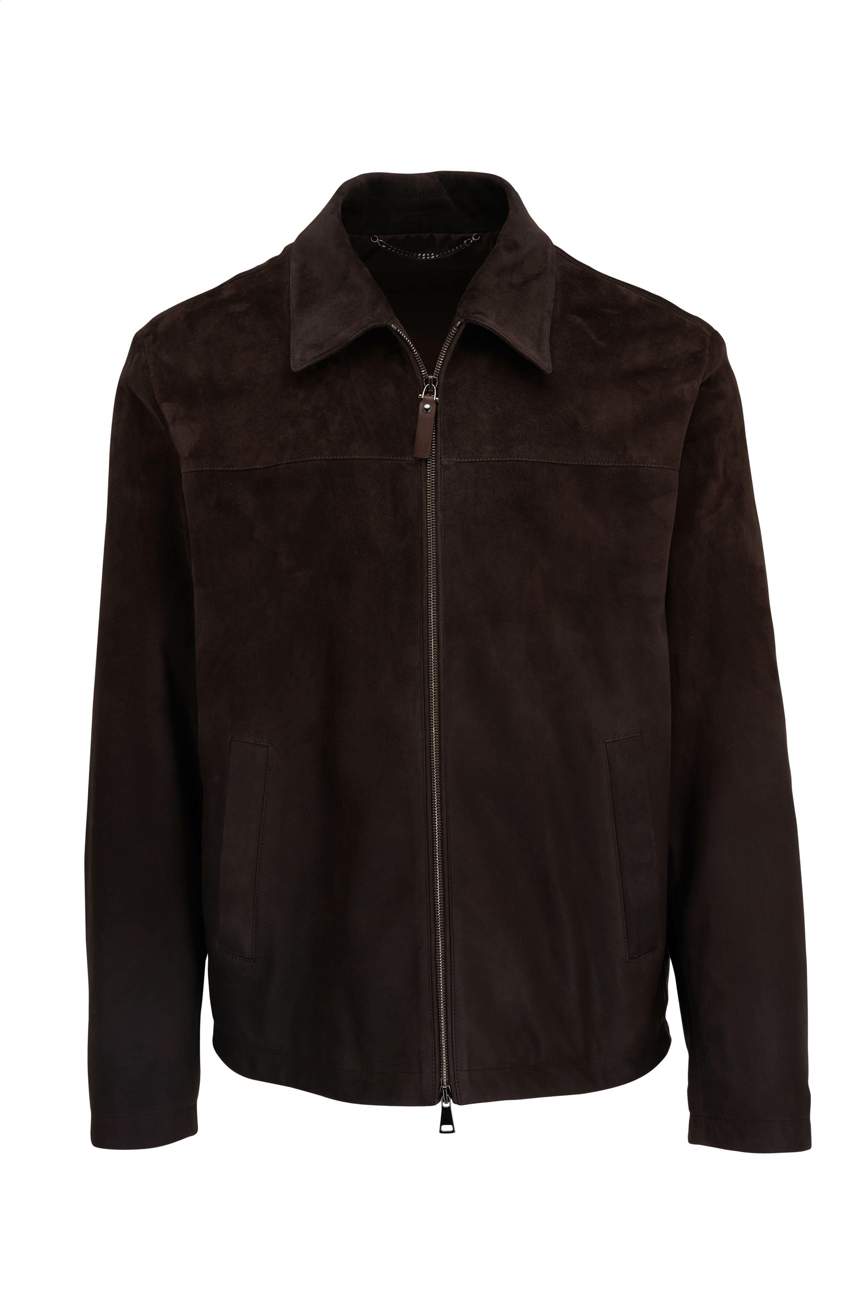 Canali - Brown Suede Degradé Bomber Jacket | Mitchell Stores