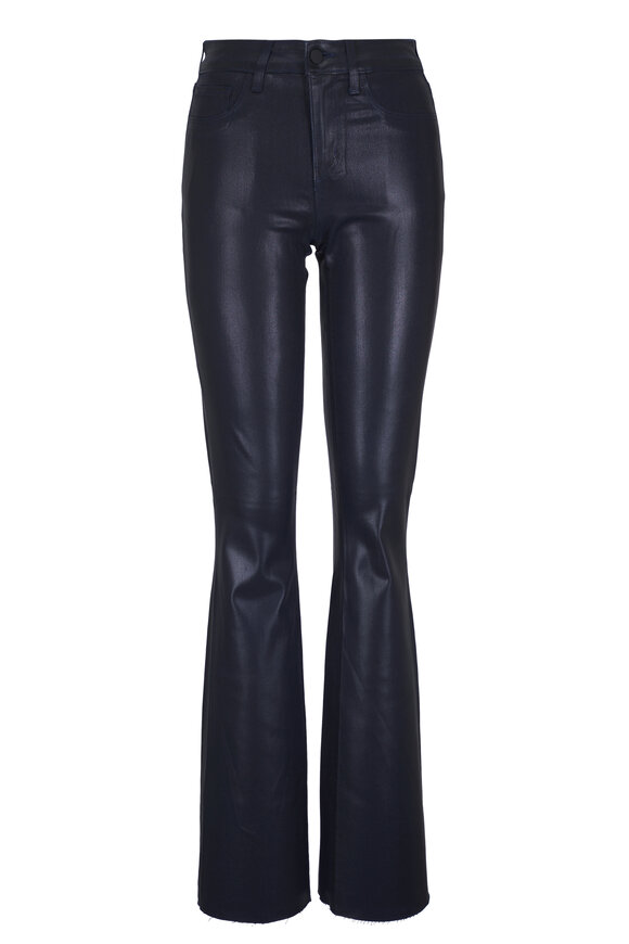 L'Agence Ruth Black High-Rise Straight Leg Coated Jean