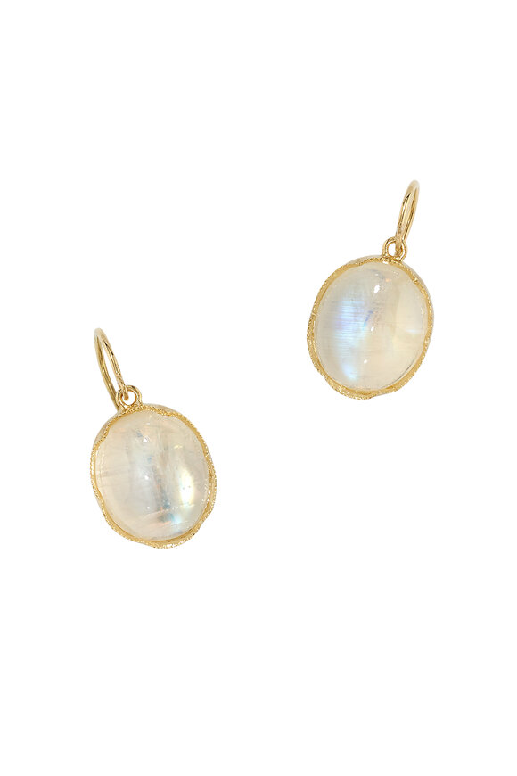 Irene Neuwirth - Oval Rainbow Moonstone Drop Earrings