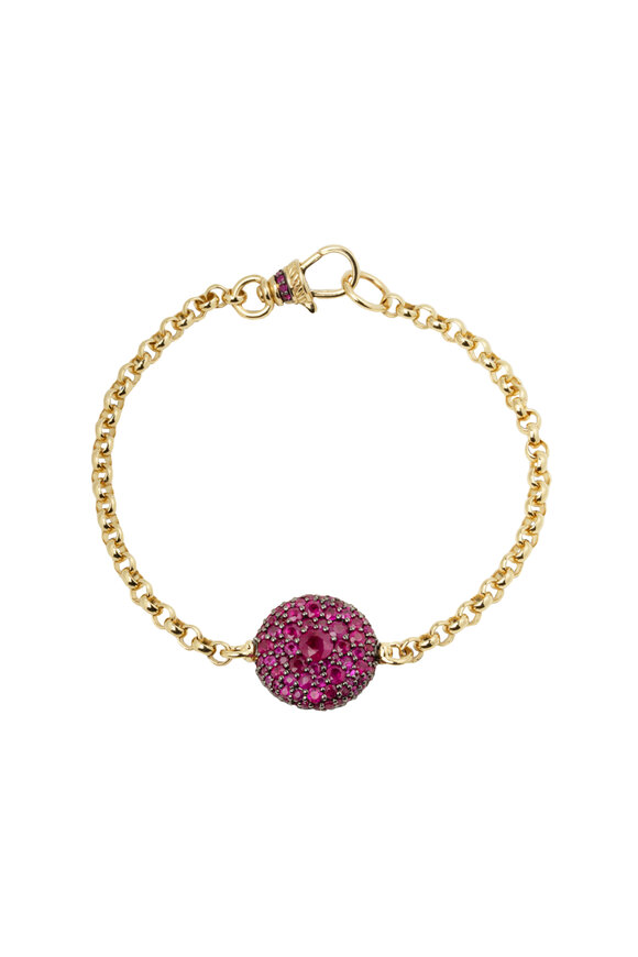 Lucy Delius Ruby Pavé Link Bracelet