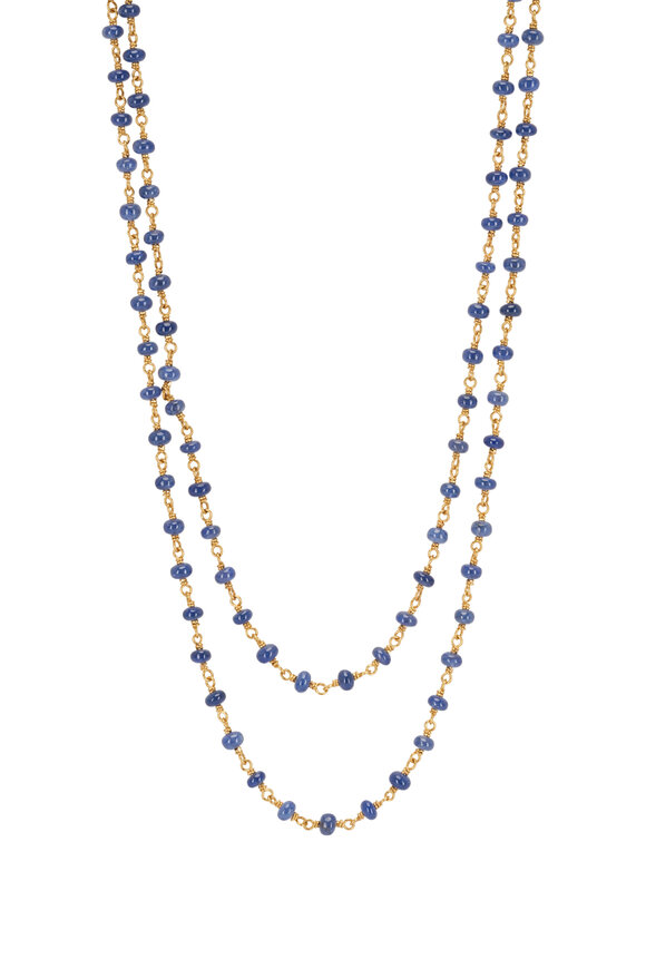 Caroline Ellen - Cabochon Blue Sapphire Bead Necklace