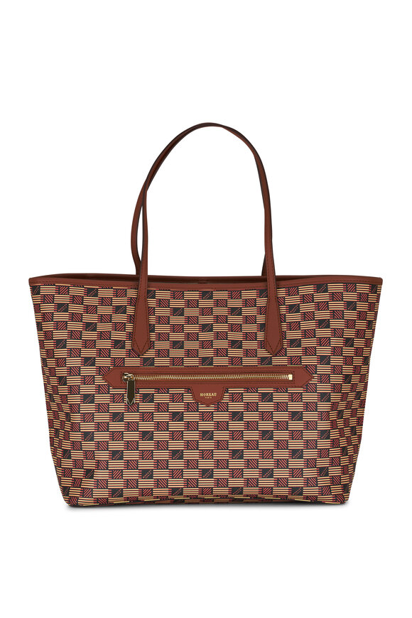 Moreau Paris Monaco Classique Natural Monogram Zip Tote