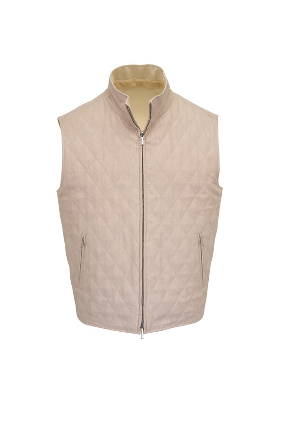 Loro Piana Grian Desert Bloom & Grain Beige Reversible Vest - view 1
