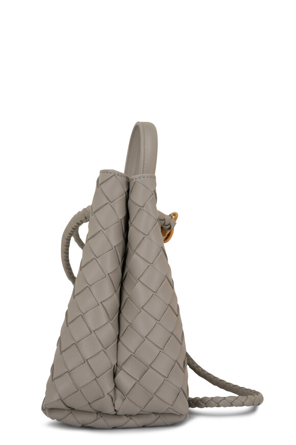 Bottega Veneta - Small Andiamo Agate Gray Woven Leather Crossbody 