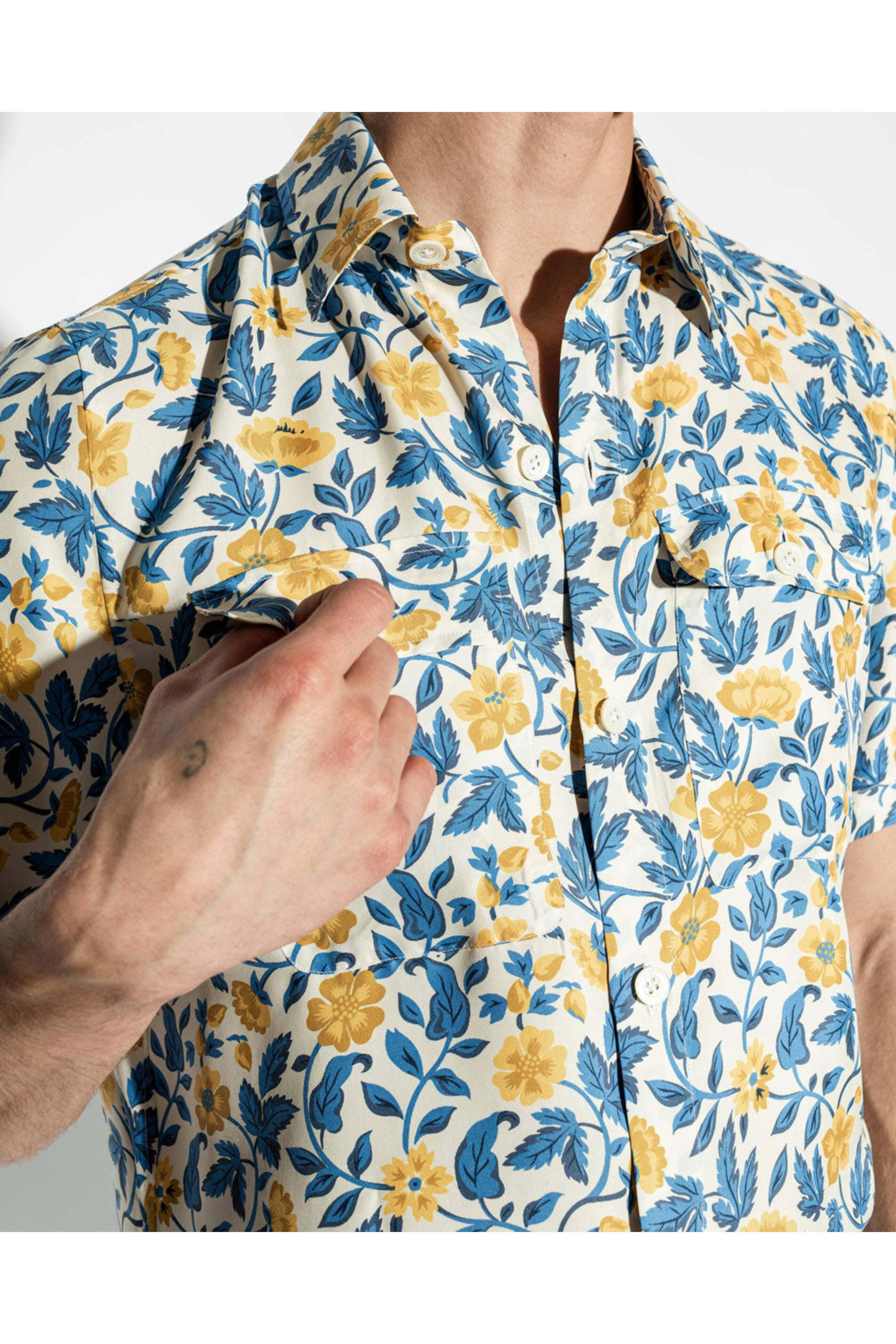 Isaia - Yellow Silk Short Sleeve Overshirt