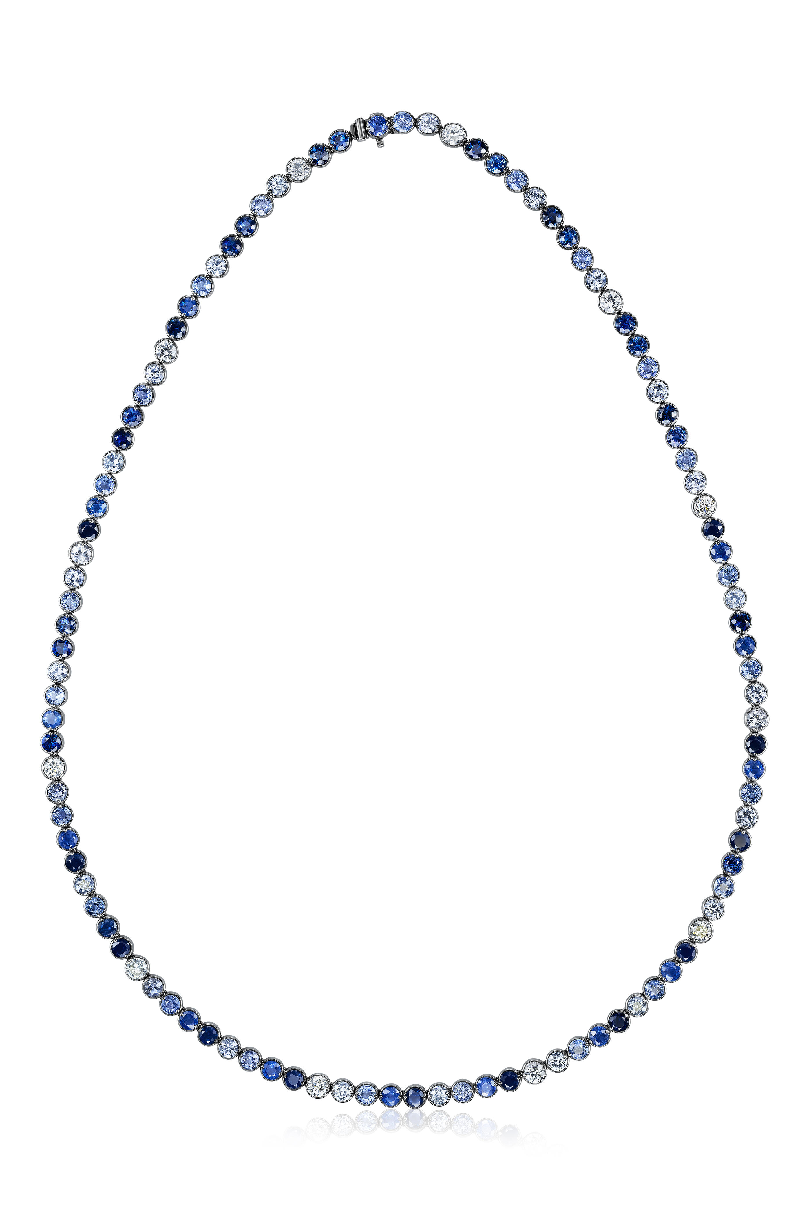 Nam Cho - 18k Multi-Shade Blue Sapphire Riviera Necklace - view 1