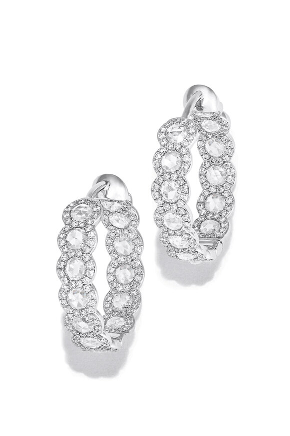 64 Facets Diamond Scalloped Hoop Earrings