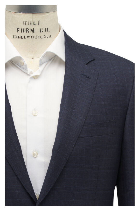 Canali Navy Plaid Wool Suit