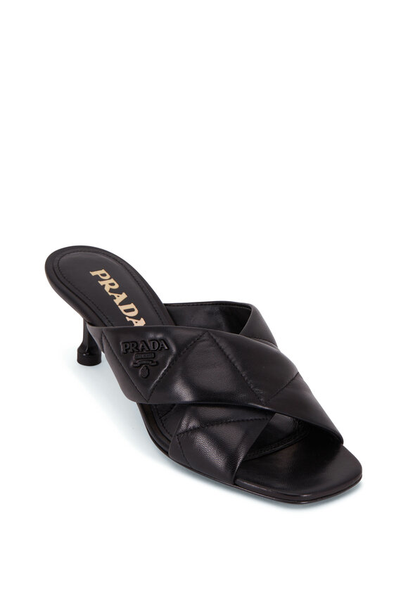 Prada - Black Quilted Leather Mule, 55mm