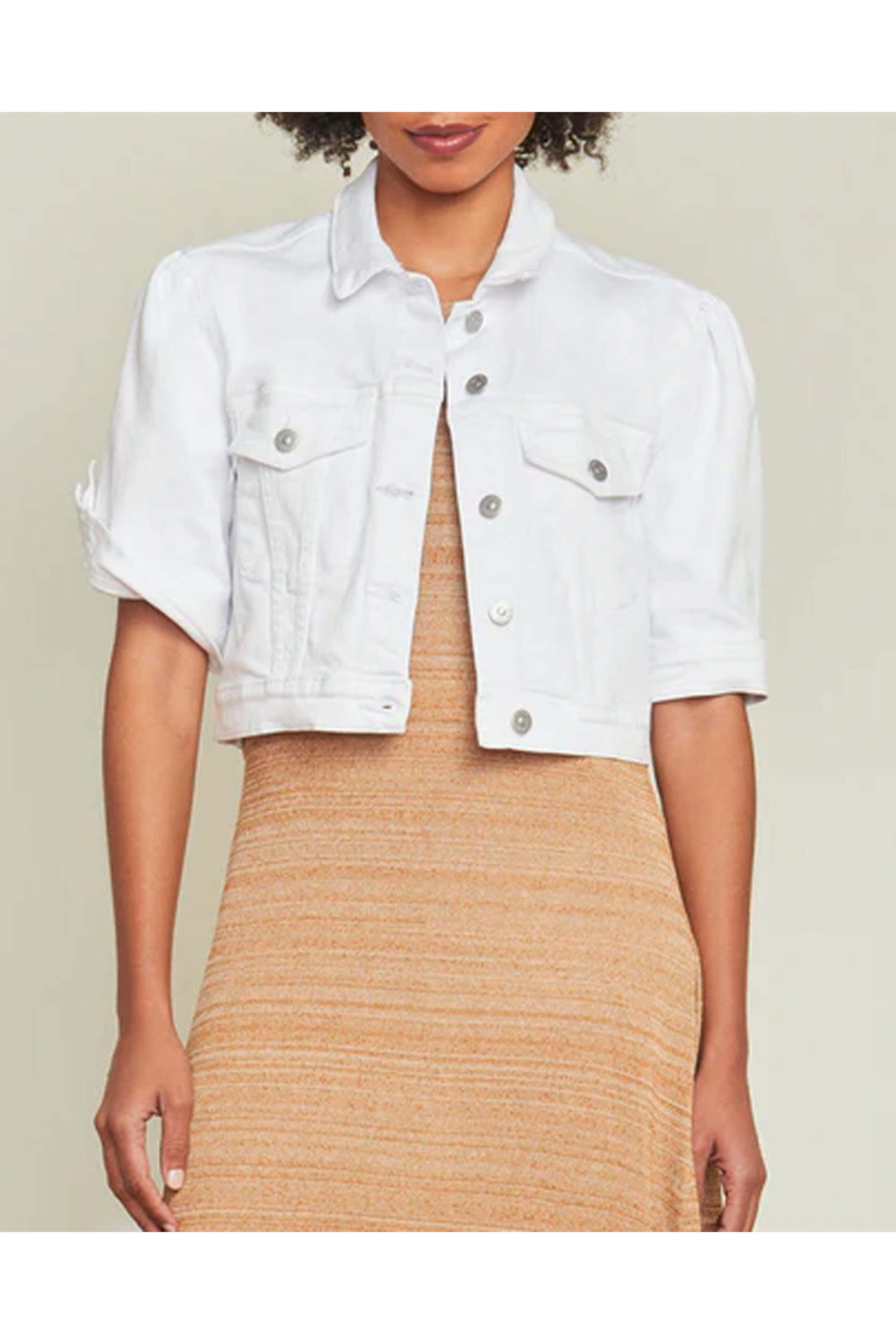 Veronica Beard - White Raina Short Sleeve Denim Jacket