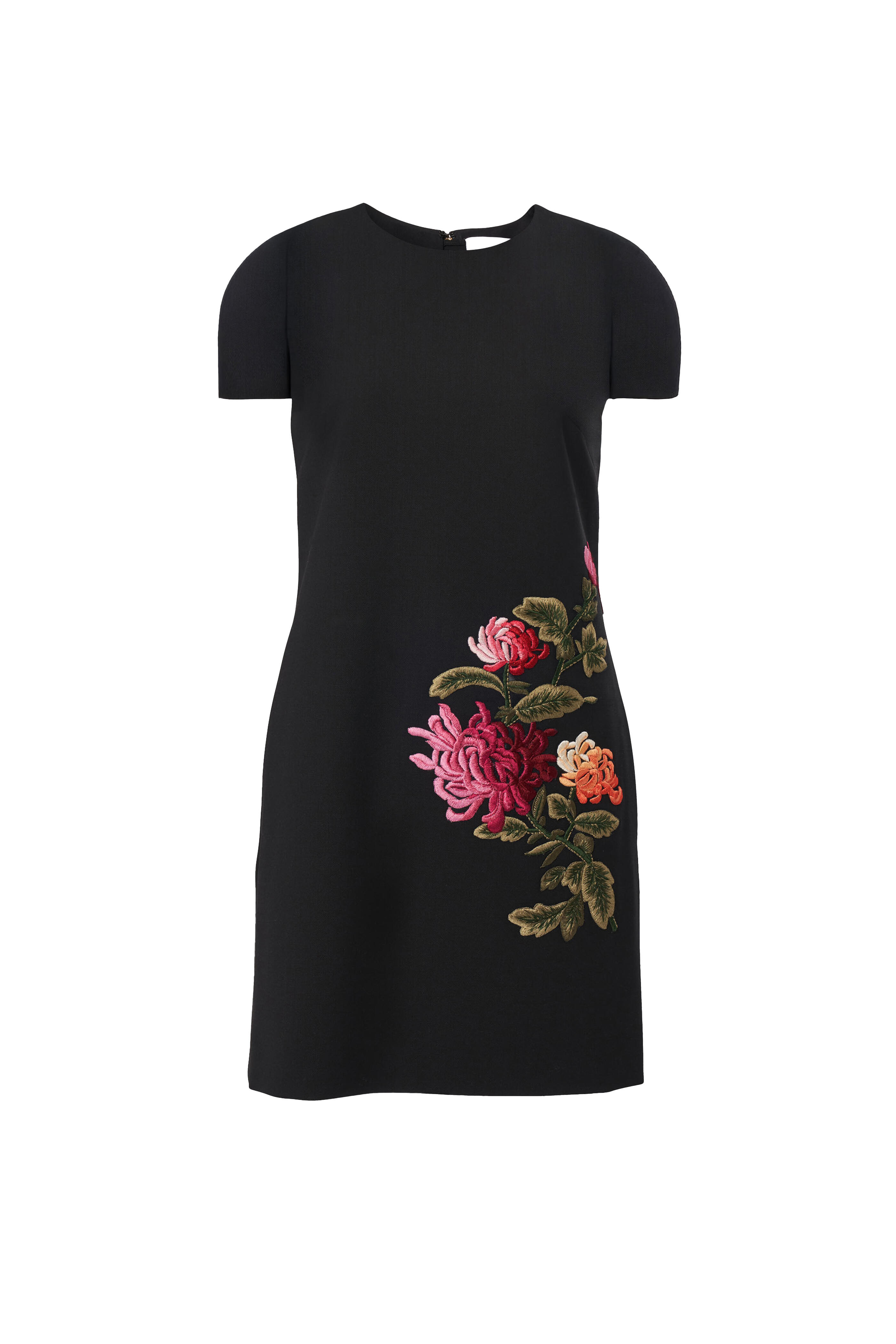 Carolina Herrera - Black Chrysanthemum Embroidered Shift Dress