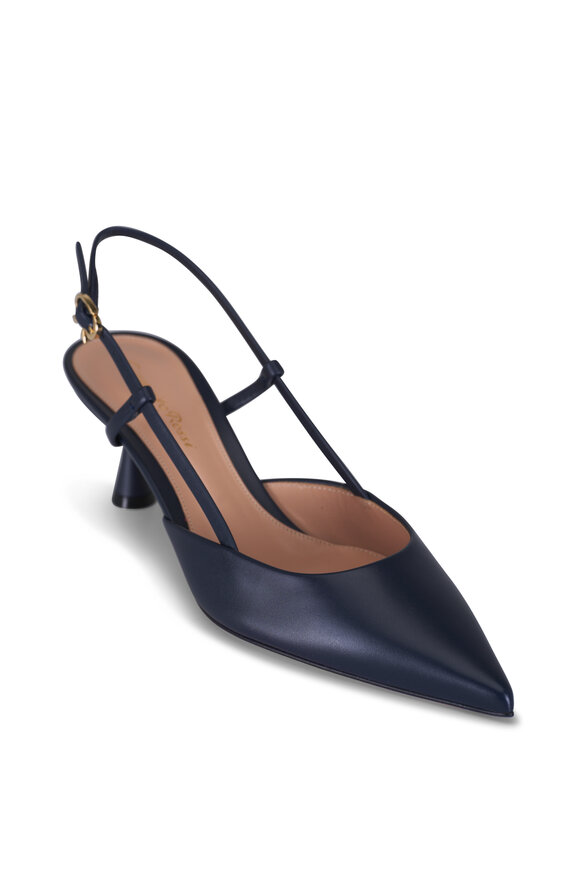 Gianvito Rossi Ascent Denim Leather Singback, 55mm