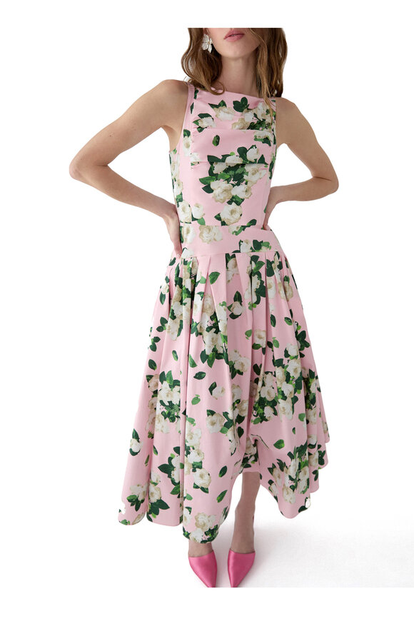 Carolina Herrera Blush Floral Print Midi Dress - view 5