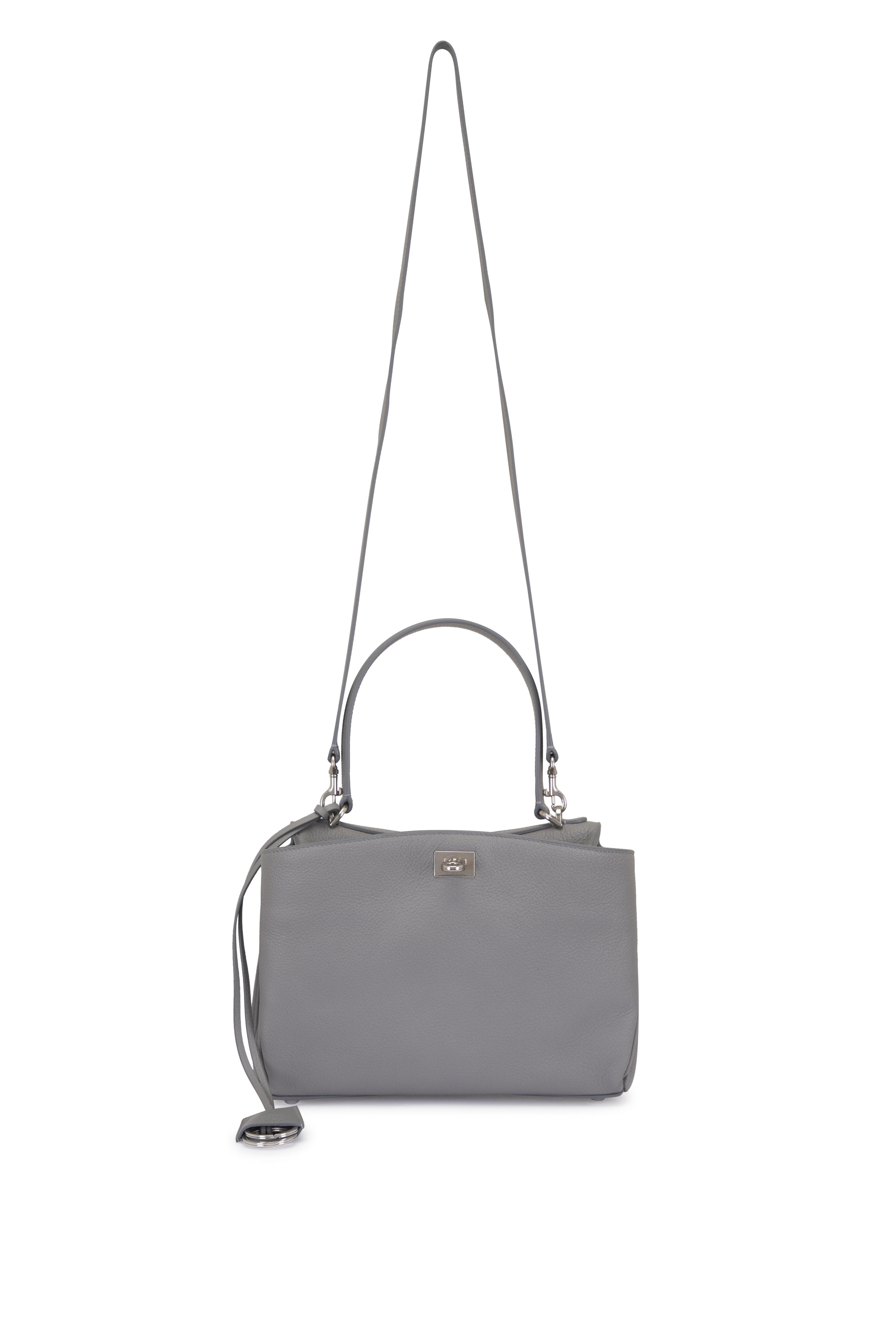 Balenciaga - Small Rodeo Gray Grained Leather Top Handle Bag
