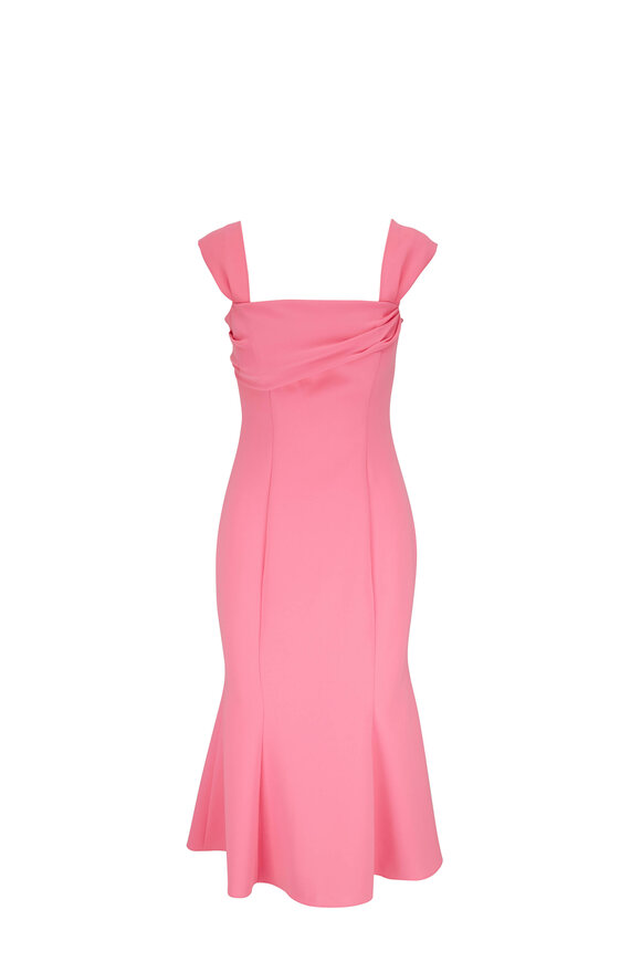 Carolina Herrera - Pink Draped Trumpet Midi Dress