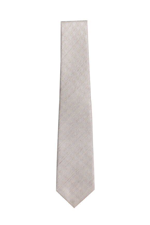 Kiton Beige Textured Silk Necktie