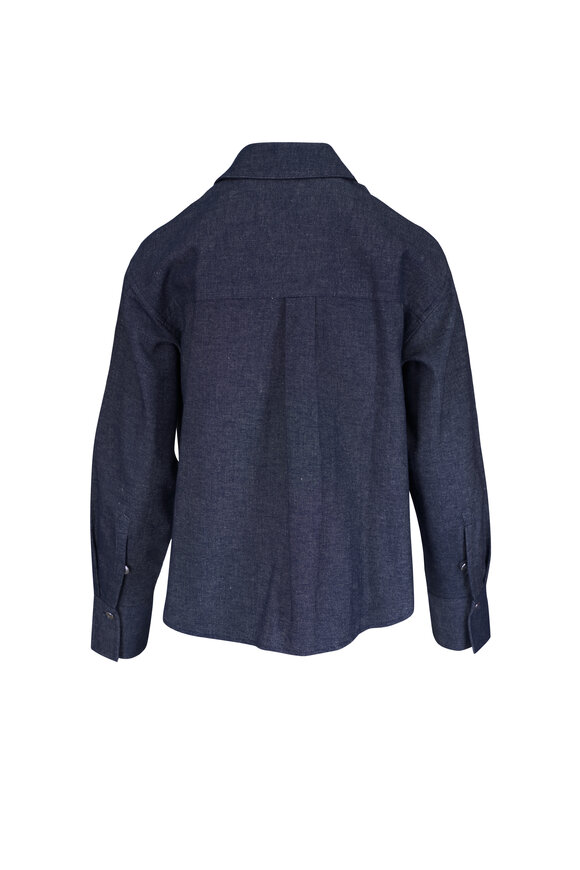 Vince Indigo Chambray Crop Button Up Shirt - view 5