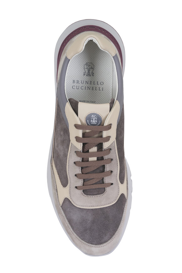 Brunello Cucinelli Urban Anthracite Suede & Calfskin Sneaker - view 3