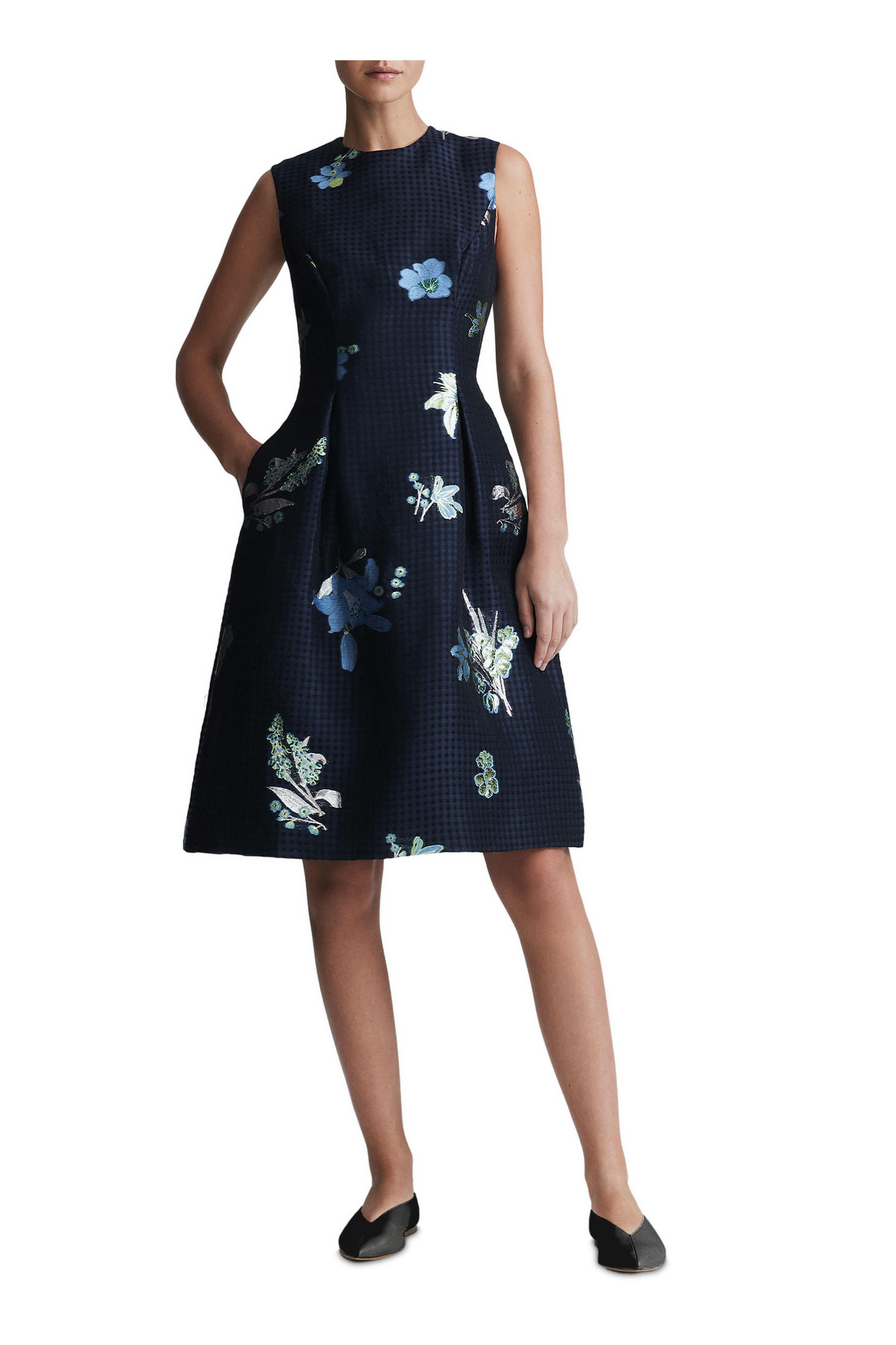 Lela Rose - Betsy Navy Blue Floral Dress | Mitchell Stores