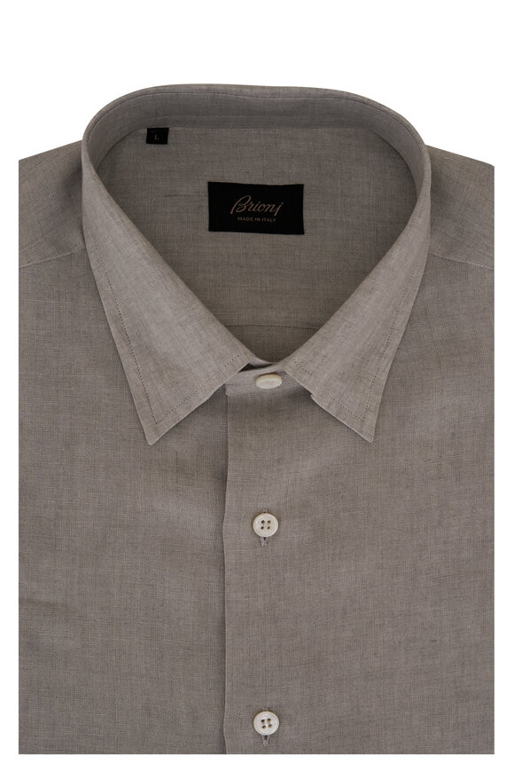 Brioni - Solid Gray Linen Sport Shirt 