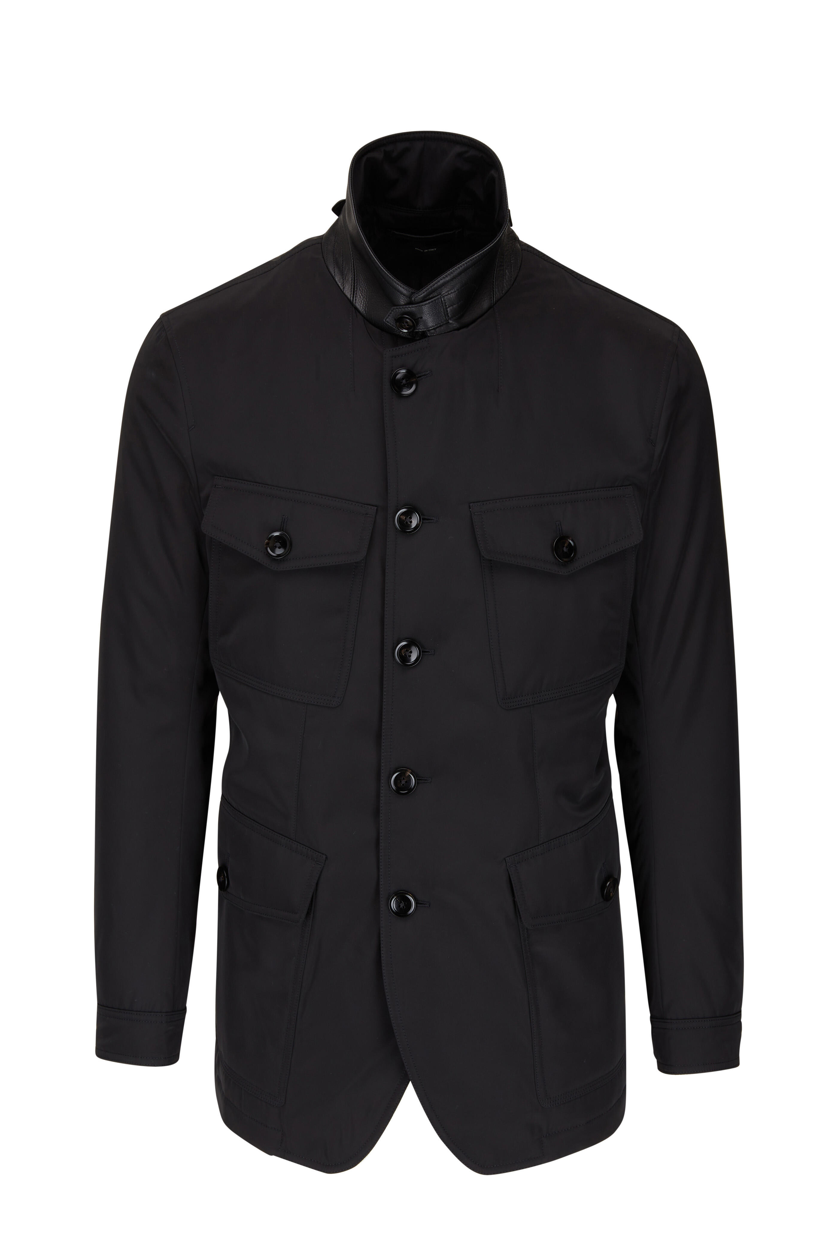Tom Ford - Black Techno Nylon & Leather Jacket | Mitchell Stores