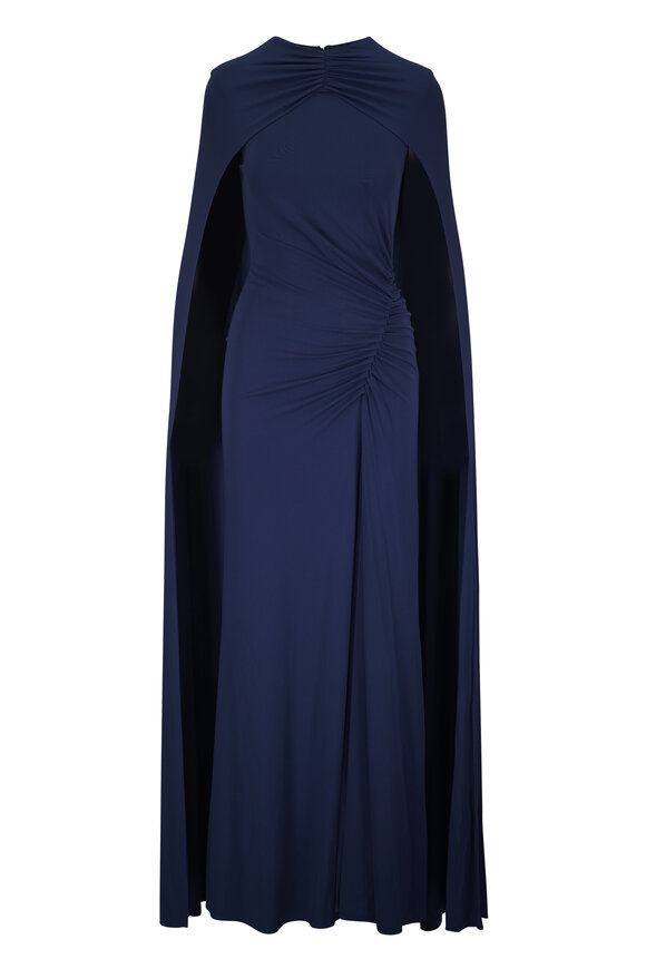 Simkhai Draped Mignight Stretch Jersey Demi Cape Gown - view 1