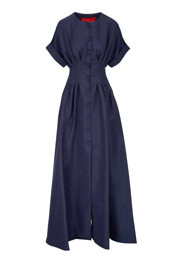 Carolina Herrera - Midnight Short Sleeve Button Front Gown