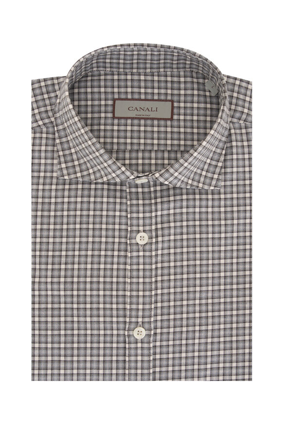 Canali - Gray & Black Check Cotton Sport Shirt