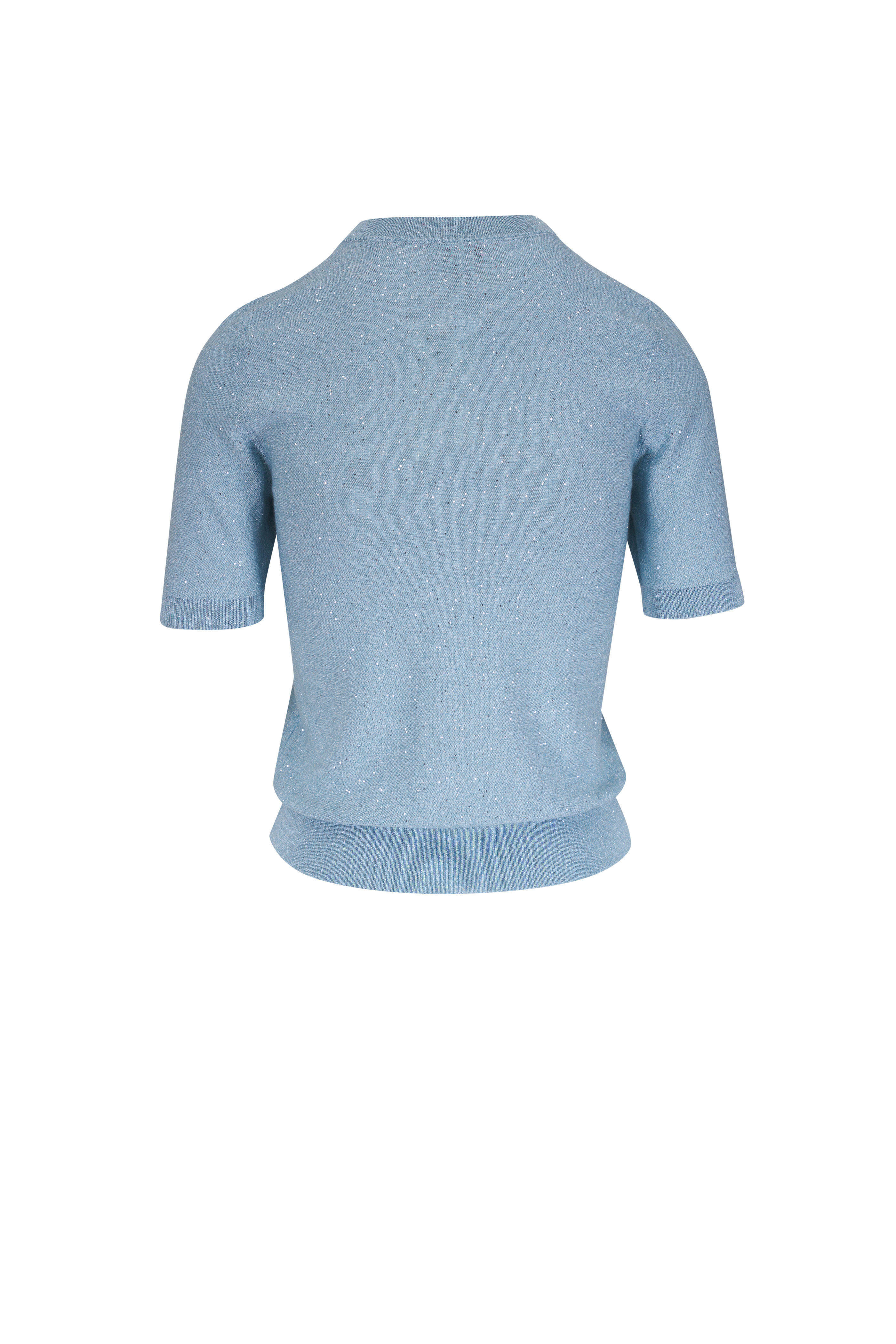 Kinross - Light Blue Sequin Short Sleeve Sweater