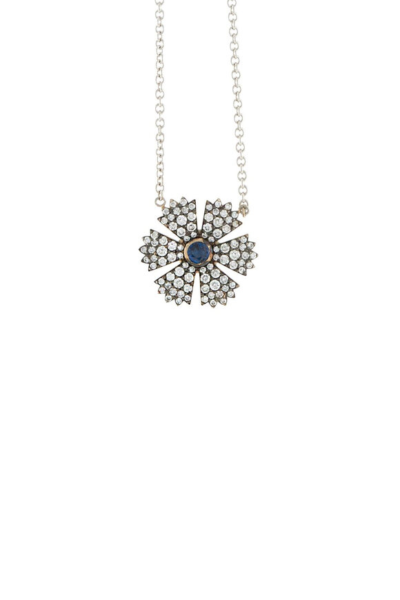 Sylva & Cie Diamond Flower Pendant Necklace