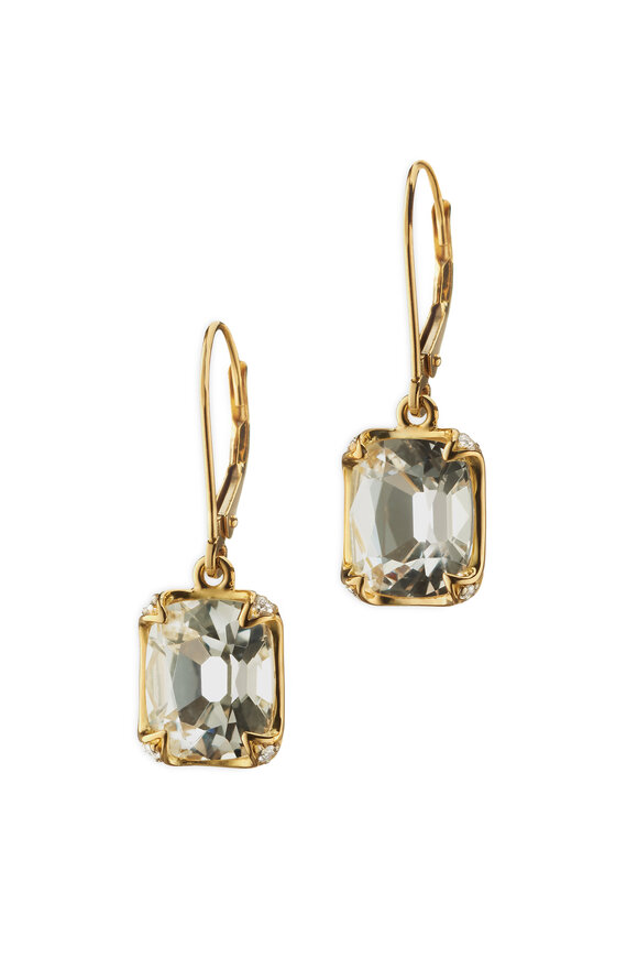 Monica Rich Kosann - Yellow Gold Rock Crystal Diamond Earrings