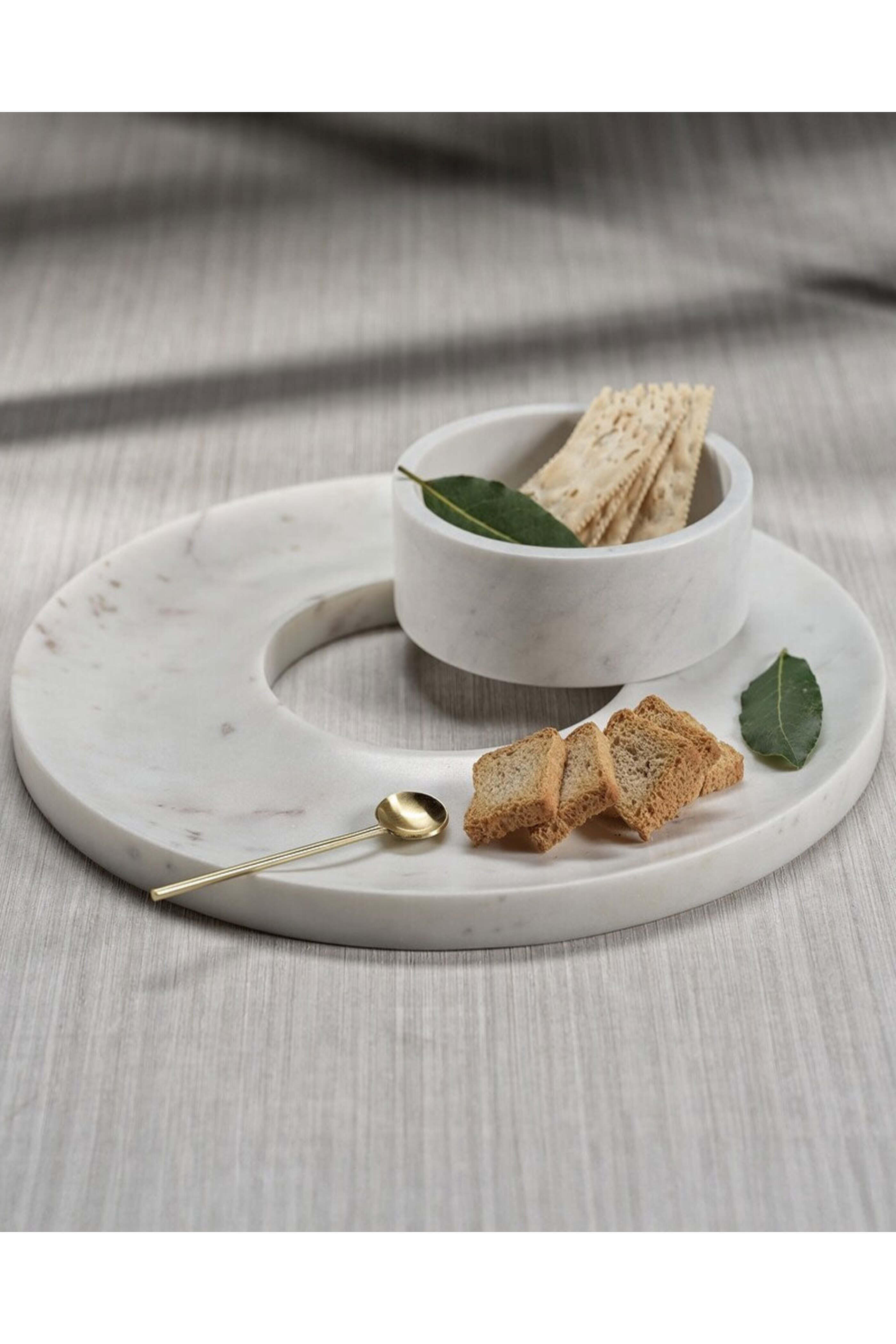 Zodax - Marbella Marble Chip and Dip Server