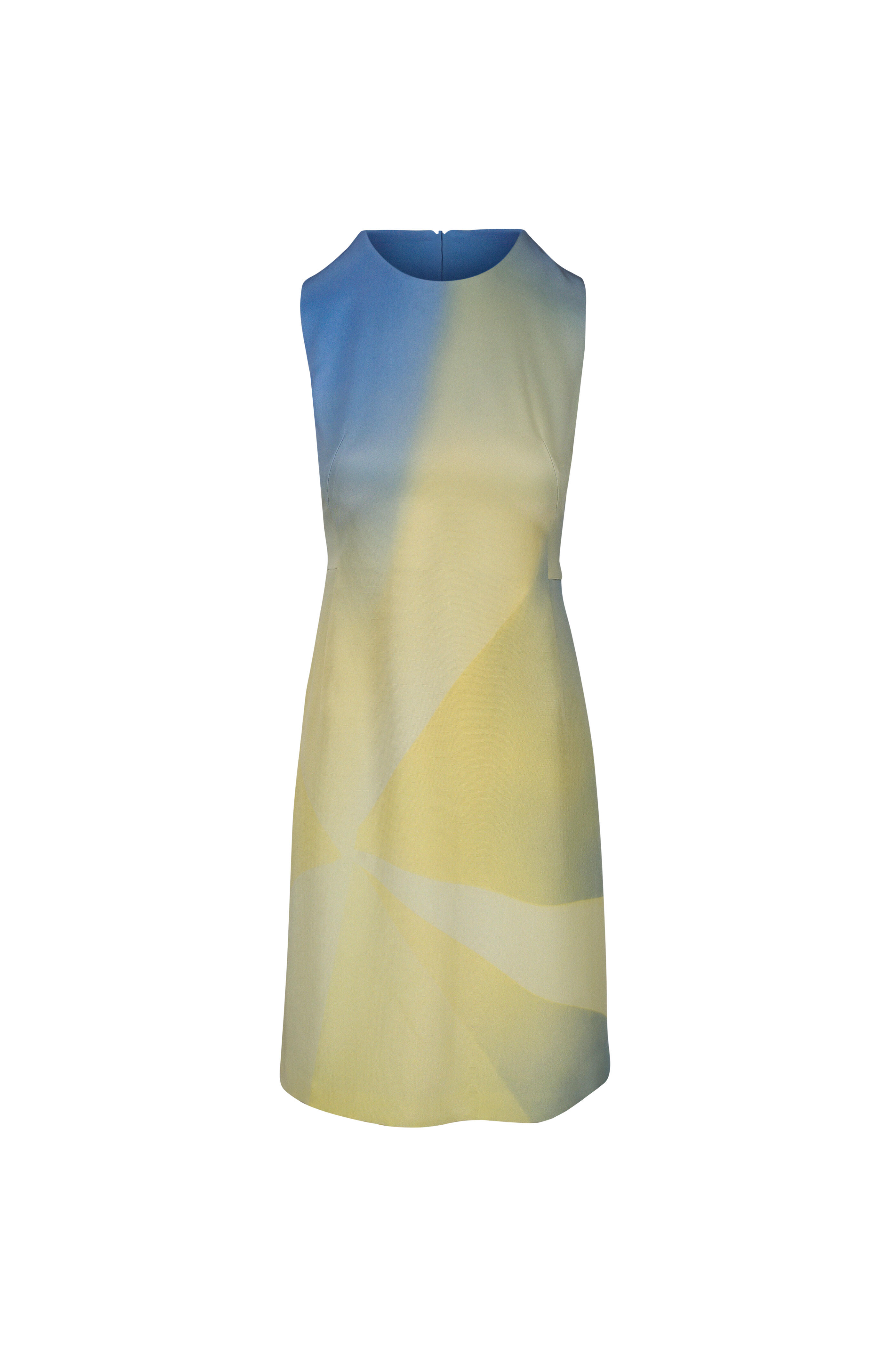 Akris - Blue & Yellow Sunburst Silk Dress
