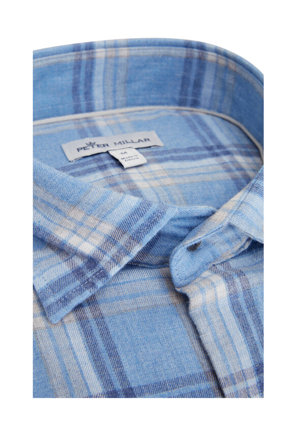 Peter Millar - Light Blue Plaid Flannel Sport Shirt