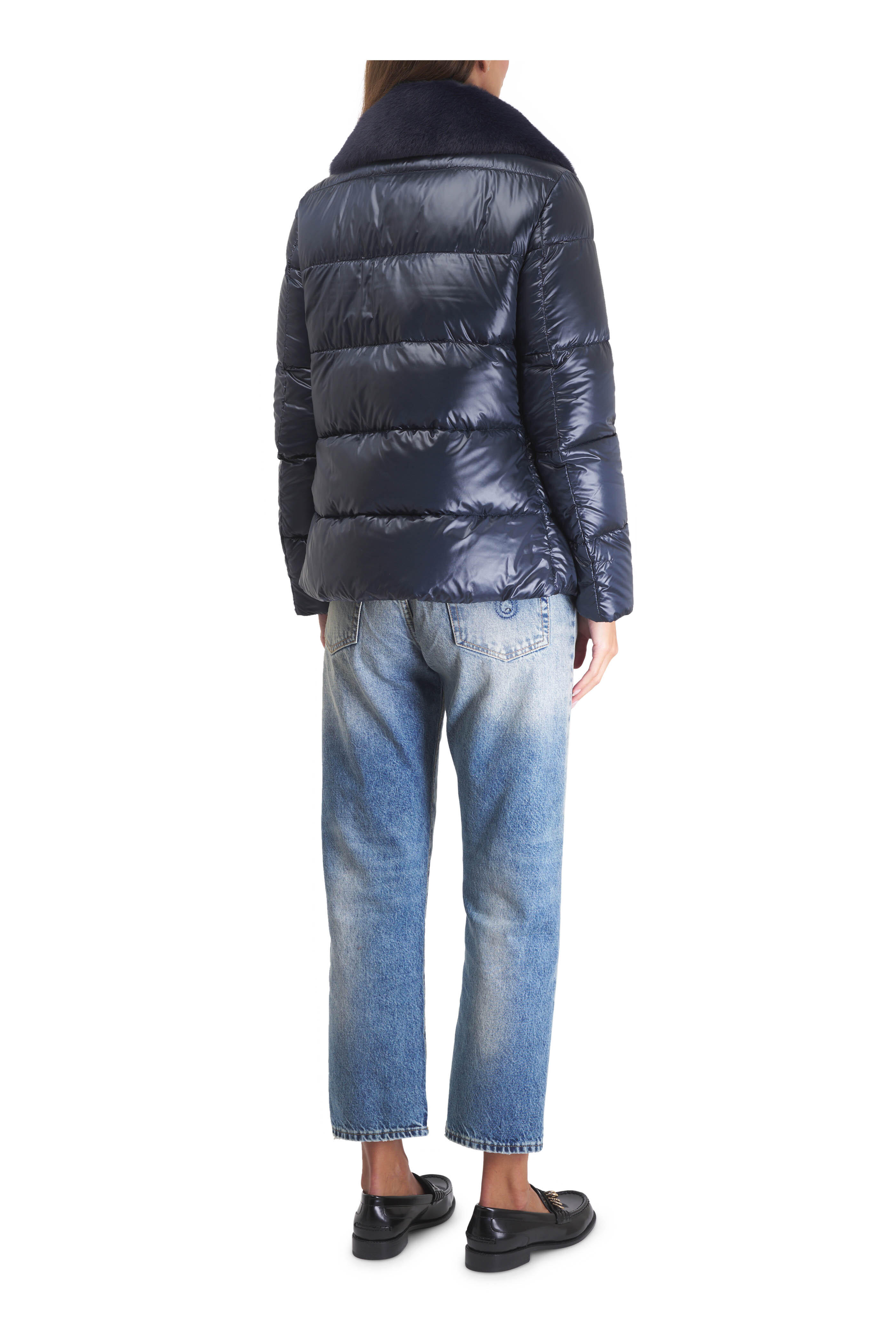 Herno - Navy Blue Shiny Nylon Down Jacket