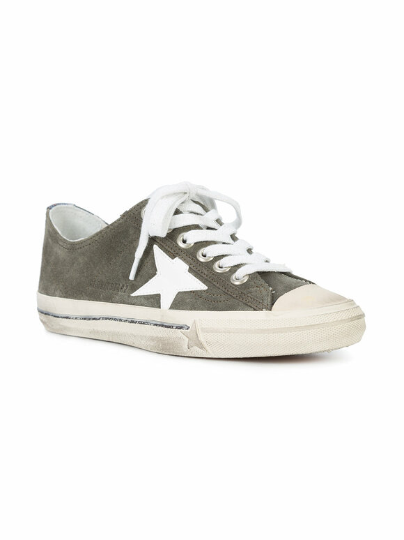 Golden Goose - Women's V-Star Military Green Suede Sneaker