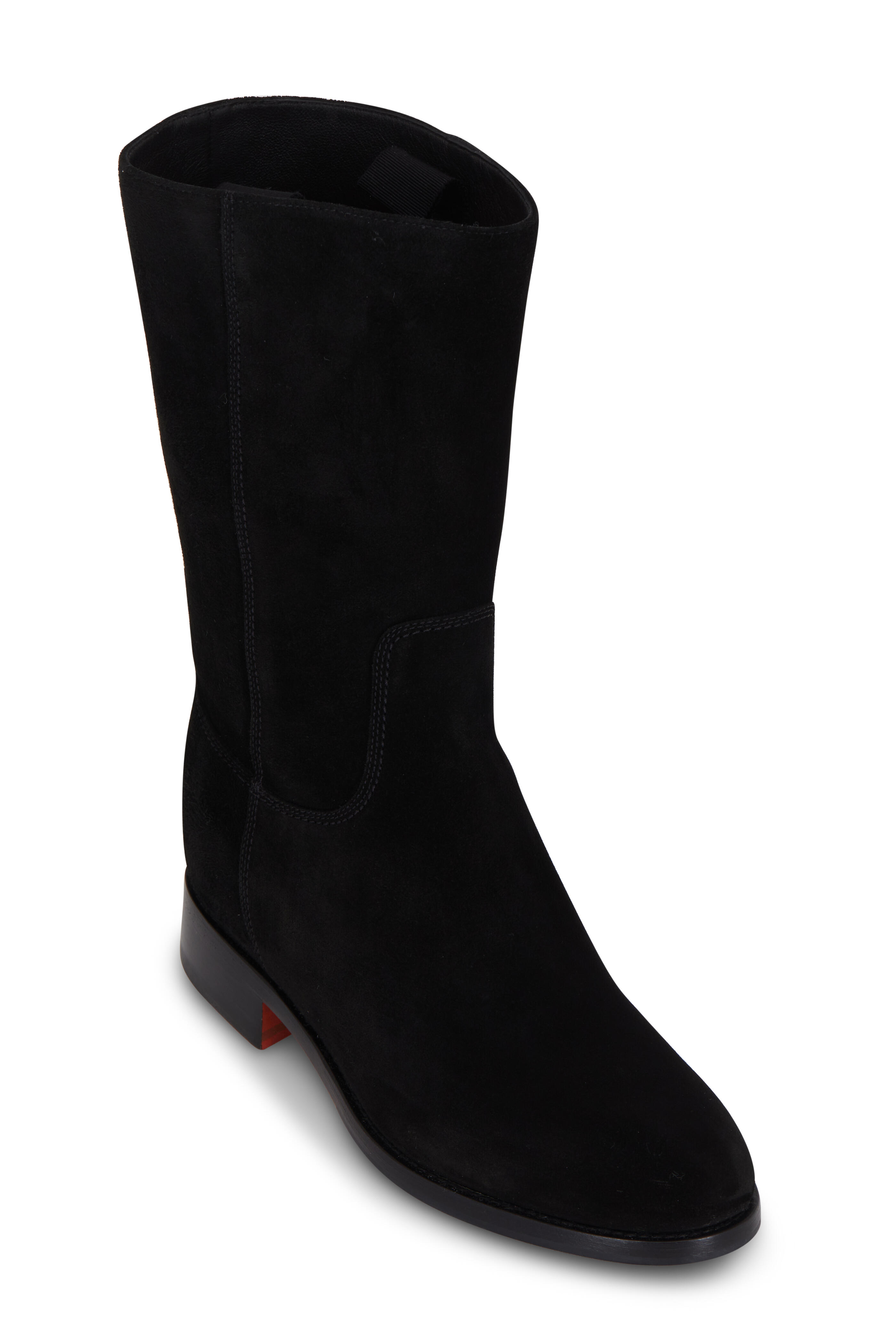 Santoni - Black Suede Mid-Calf Boot