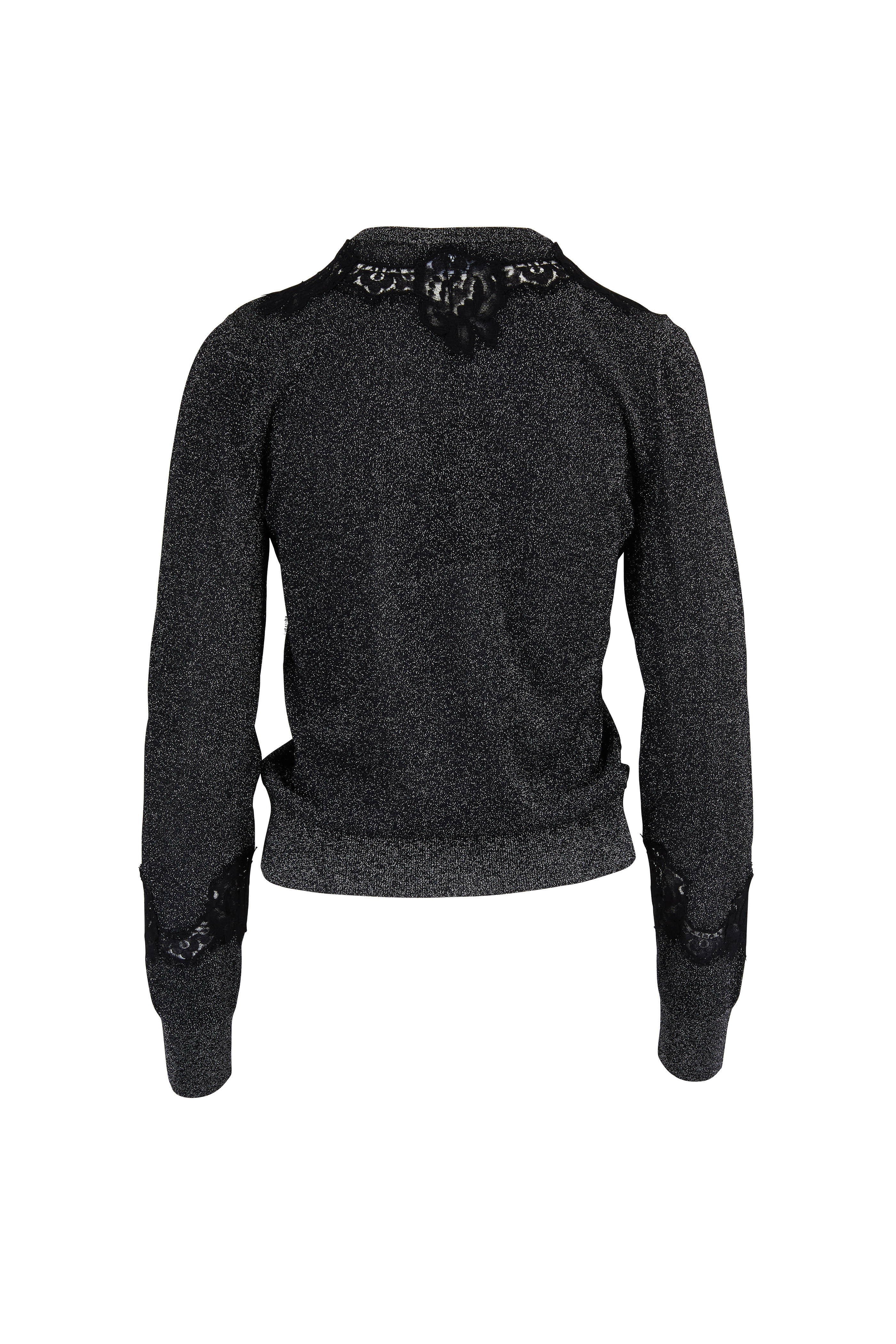 Dolce & Gabbana - Dark Gray Lace Trim Lurex Knit Sweater