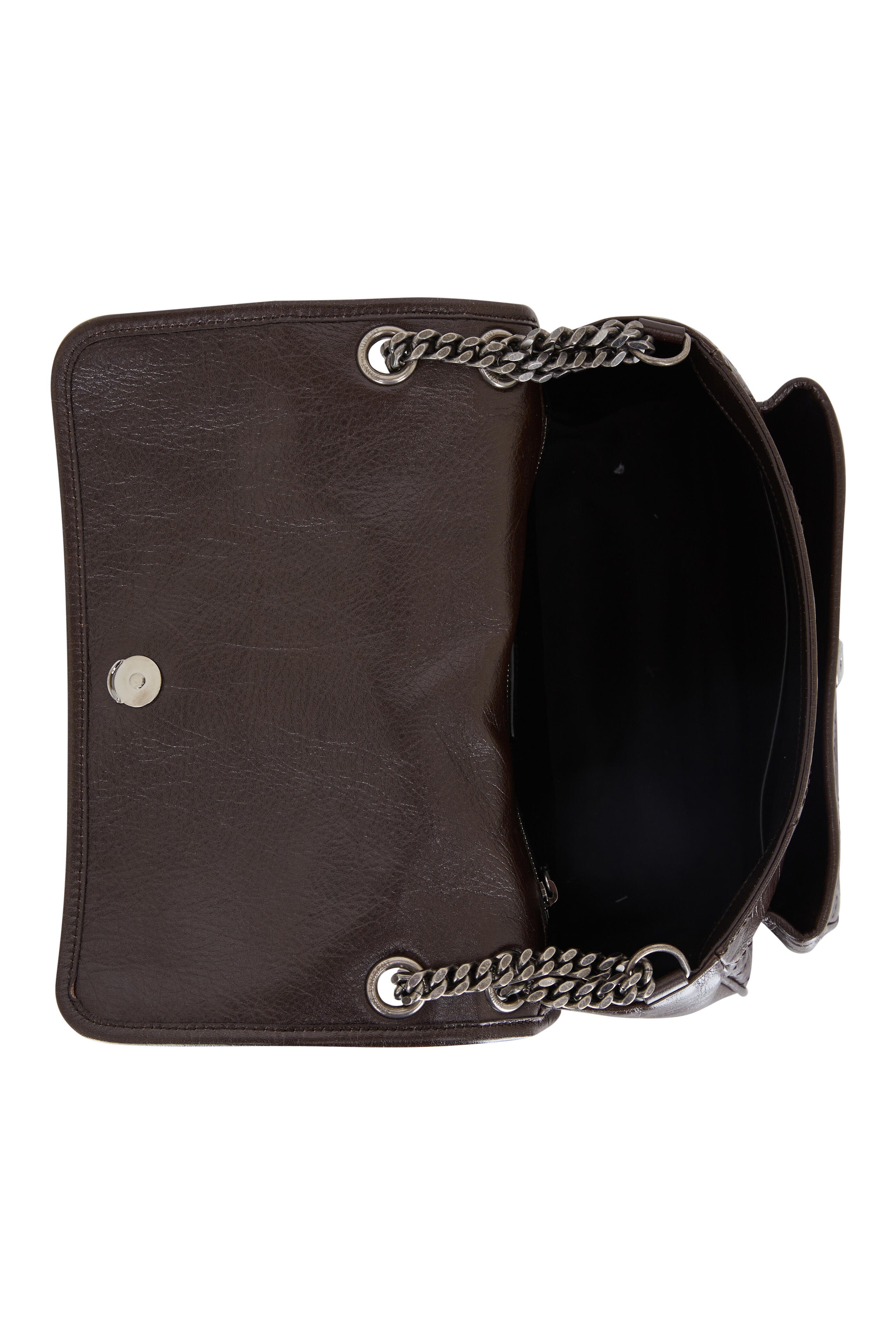 Saint Laurent - Niki Chocolate Crinkle Leather Medium Shoulder Bag