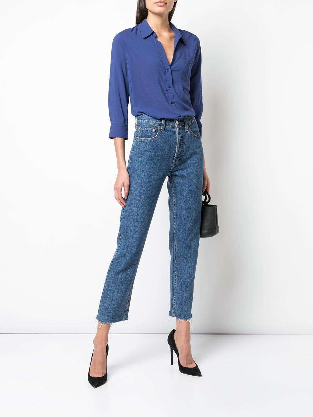 L'Agence - Ryan Marina Blue Three-Quarter Sleeve Blouse