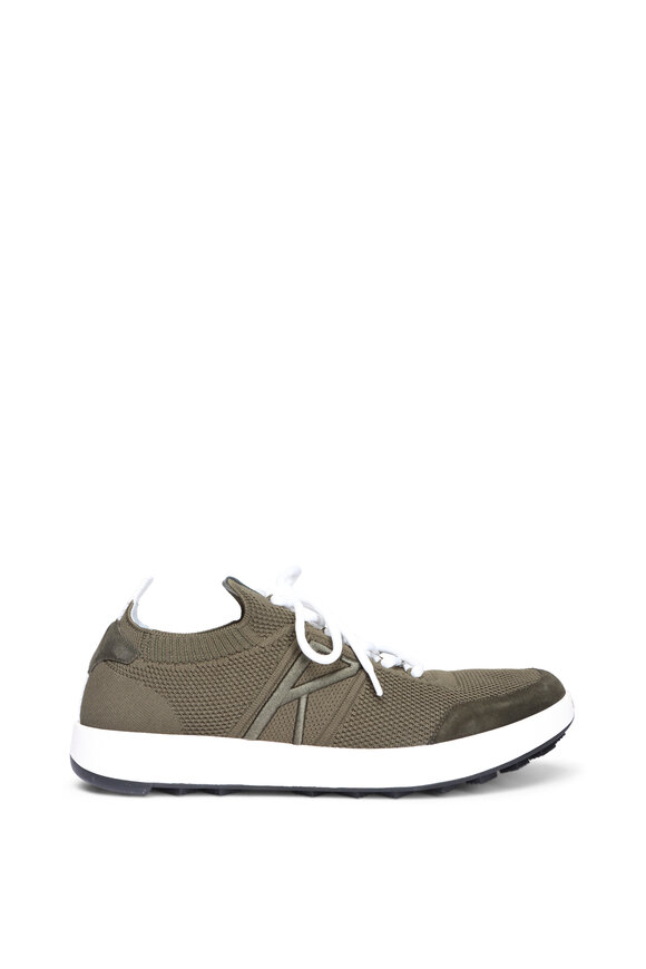 Kiton Green Knit Embroidered Golf Sneaker - view 2