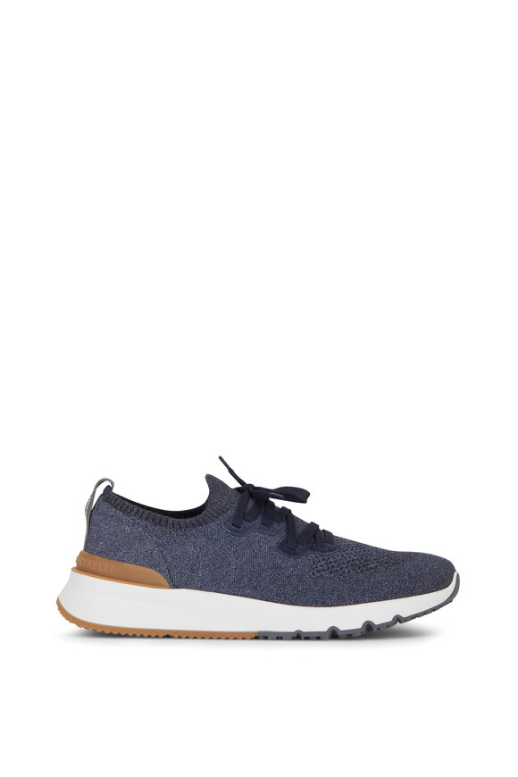 Brunello Cucinelli - Dark Blue Mélange Knit Sneaker